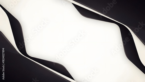 Abstract Black and White Curved Background with Copy Space perfect for website banner, presentation slide, corporate design, book cover, digital art background,