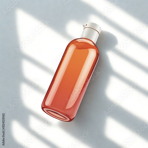 Shampoo Bottle on Soft Shadow Background with Natural Light