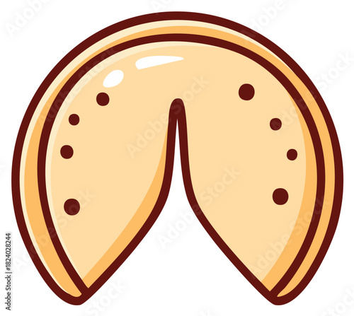 Illustration of a Cracked Fortune Cookie Showing the Crevice Where the Fortune Lies Concealed Inside