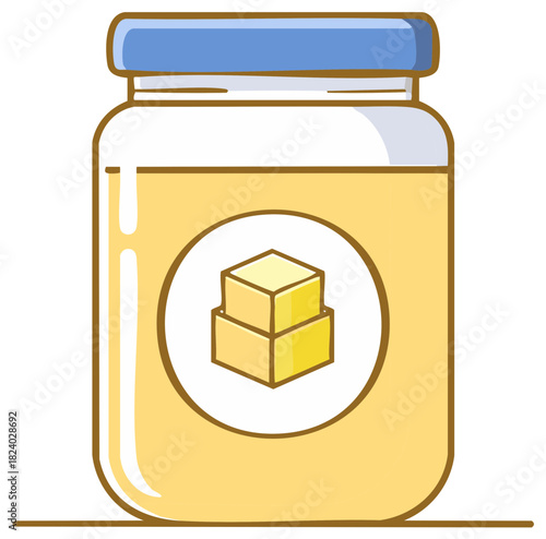 Jar of honey with honeycomb illustration cartoon style vector