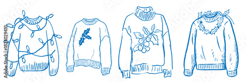 Christmas jumper doodle set of hand-drawn festive holiday illustrations