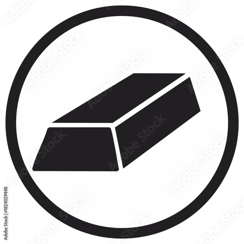 Monochromatic gold ingot icon for wealth, investment, currency, and financial security