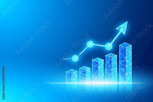 Abstract Geometric Growth Chart on Blue Gradient Background