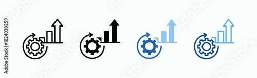 Improvement Icon Sheet Multiple Style Collection Isolated Vector