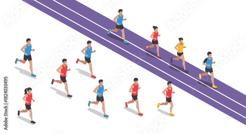 Isometric runners on track: fitness activity and sports competition in modern style