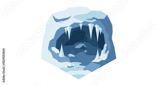 Abstract geometric ice cave with icicles design