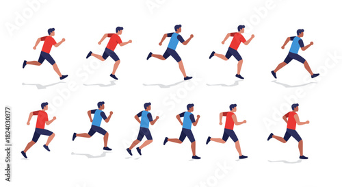 Dynamic running poses collection for fitness, sports enthusiasts and designers