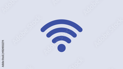 An illustration of a blue wifi signal icon against a light gray background in a simple flat style