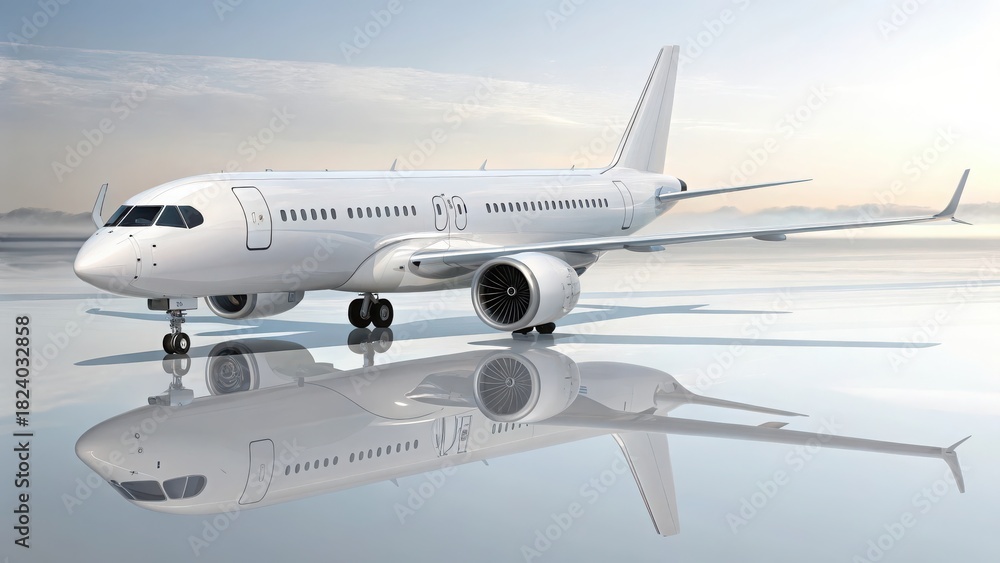 Obraz premium A sleek white commercial airplane with unified body design