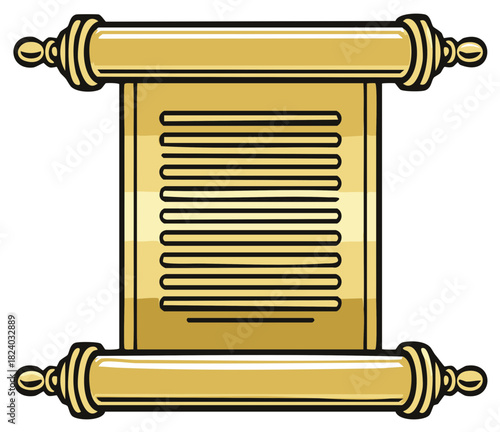 Ornate golden scroll vector illustration of an ancient manuscript or royal decree