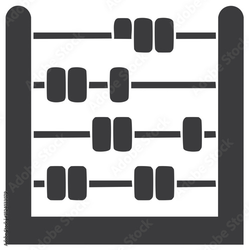 Classic abacus calculation tool with rows of beads on rods