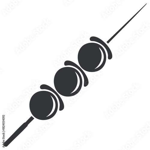 Japanese Dango Dessert Skewer Icon, featuring rice dumplings and sweet sauce in a traditional circular shape