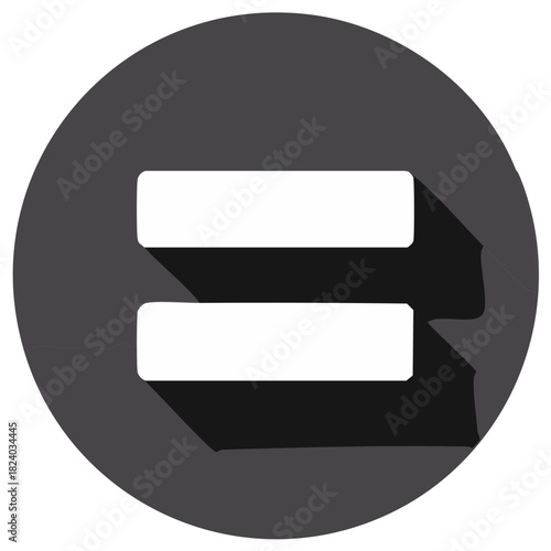Equality symbol icon with long shadow and circular background