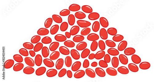 Pile of Shiny Red Beans Illustration for Healthy Foods or Medical Concept