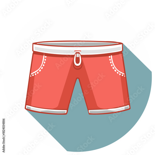 Vibrant Red Beach Shorts with Drawstring for Summer Apparel