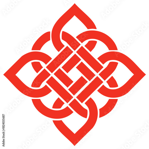 Intricate Red Celtic Knot Design Symbolizing Infinity and Connection