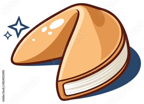 Illustrated Lucky Cookie with Stars for Celebration or Fortune Symbol