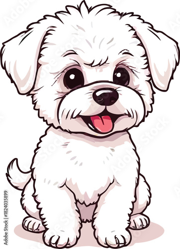 Cute cartoon a illustrator vector Bichon