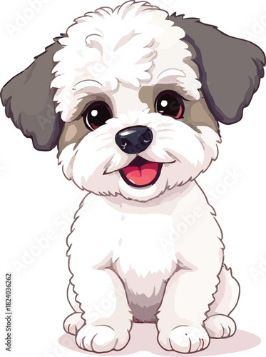 Cute cartoon a illustrator vector Bichon