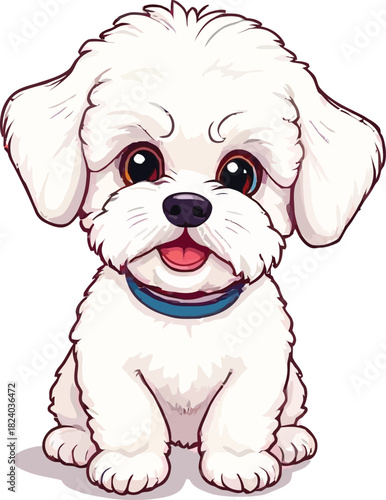 Cute cartoon a illustrator vector Bichon