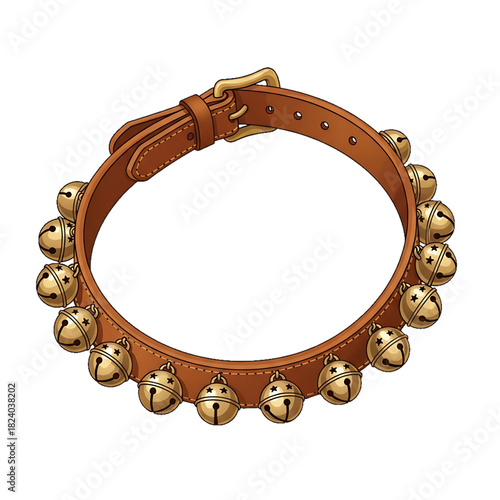 A festive jingle bell collar with a row of golden bells.