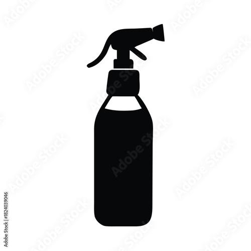 A black silhouette of a spray bottle is depicted against a white background.