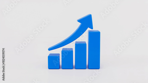 Blue 3d bar chart with upward trending arrow showing business growth isolated on white background Free Download Blue 3d bar chart with upward trending arrow showing business growth isolated on white background - GFXLoad