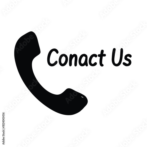A black handset icon is displayed next to the words 'Conact Us' on a white background.