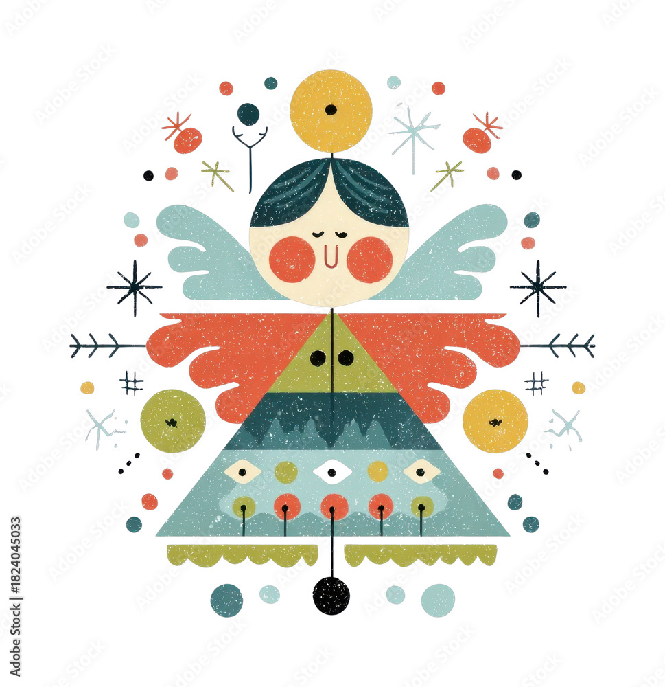 Fototapeta premium PNG Whimsical geometric angel illustration