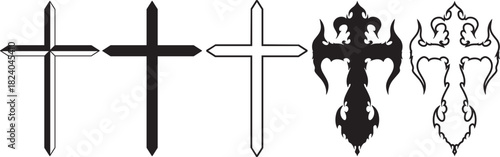 Elegant Cross Design in Black and White Vector Art