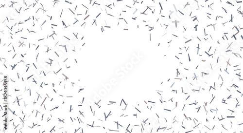 Abstract background with a central circular copy space framed by scattered gray and brown confetti-like line segments.