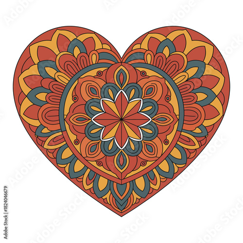 Bold Flat Style Mandala Vector Illustration.