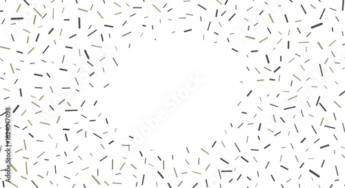 Abstract background with a frame of scattered confetti-like dashes leaving a circular copy space in the center for text.
