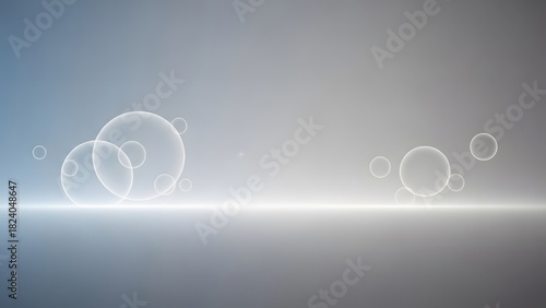Modern Abstract Background with Glowing Bubbles and Light Horizon perfect for website banner, presentation slide, technology article, corporate branding,