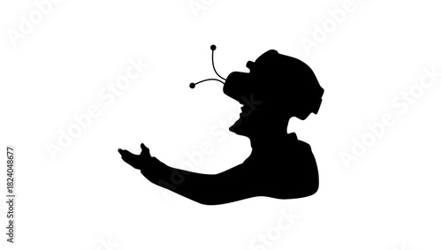 military drone operator, black isolated silhouette