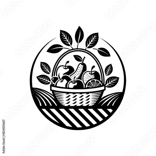 fruits silhouette logo vector line art logo design