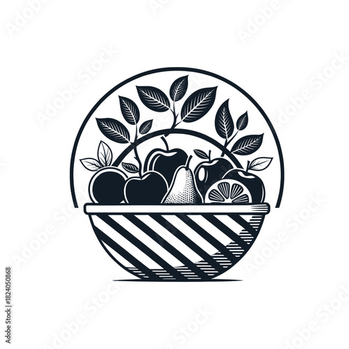 fruits silhouette logo vector line art logo design