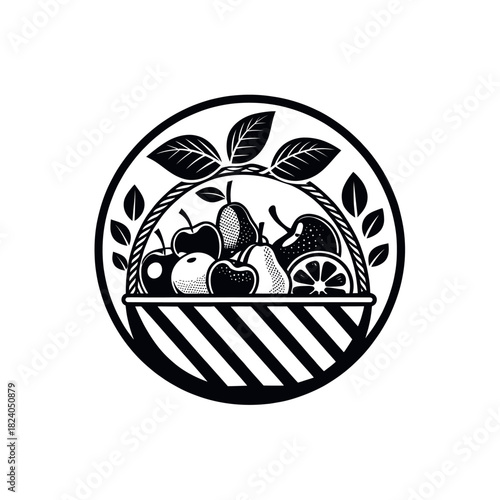 fruits silhouette logo vector line art logo design