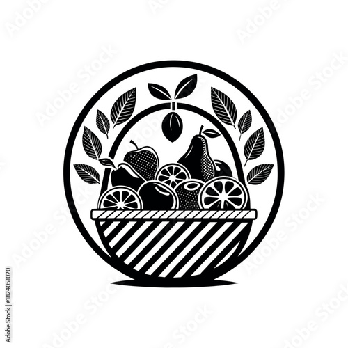 fruits silhouette logo vector line art logo design