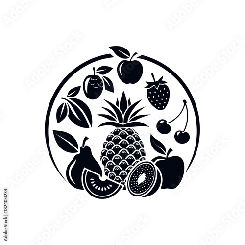 fruits silhouette logo vector line art logo design