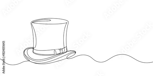 A single continuous line of top hat, vector illustrator