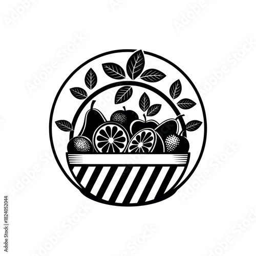 fruits silhouette logo vector line art logo design