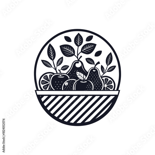 fruits silhouette logo vector line art logo design