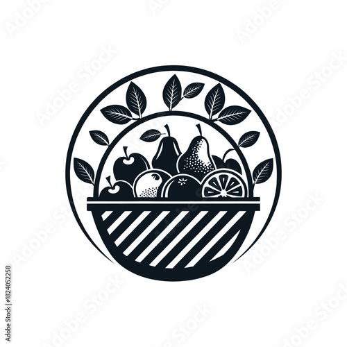 fruits silhouette logo vector line art logo design