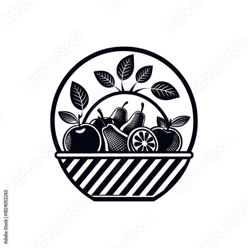 fruits silhouette logo vector line art logo design