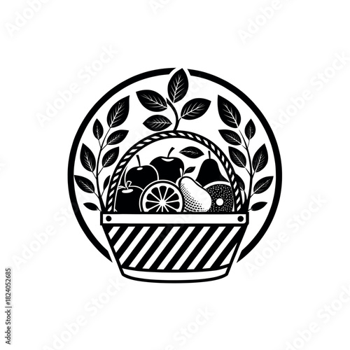 fruits silhouette logo vector line art logo design