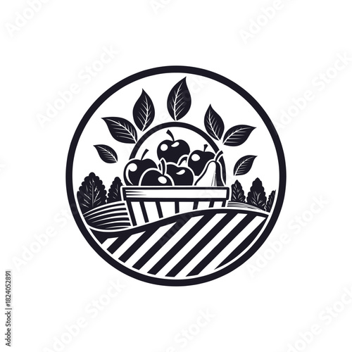 fruits silhouette logo vector line art logo design