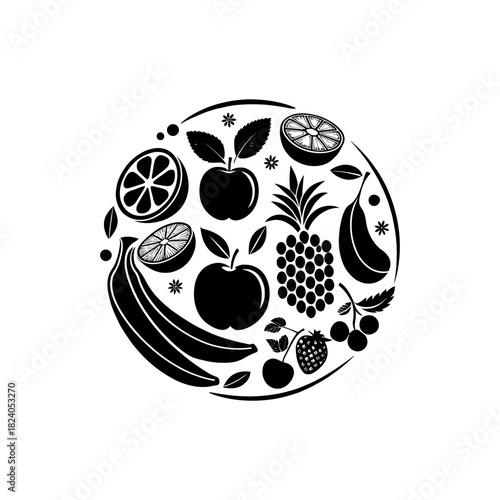 fruits silhouette logo vector line art logo design