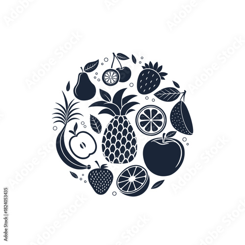 fruits silhouette logo vector line art logo design