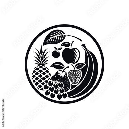 fruits silhouette logo vector line art logo design